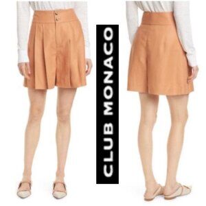 Club Monaco High Waisted Linen Shorts Pleated Size 10